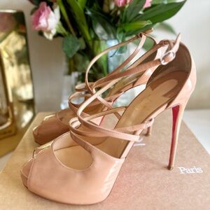 Authentic 120 mm Open toe pumps - Patent Leather - Blush - Women
